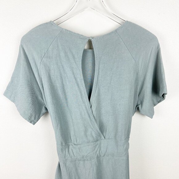 LE LIS | Sage Green Short Sleeve Jumpsuit Drawstring Waist Wide Leg Small - Picture 4 of 11